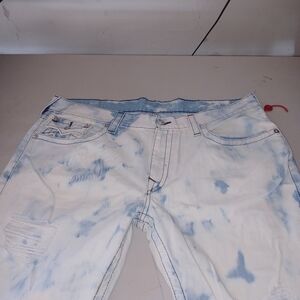 Men's White and Blue Jeans